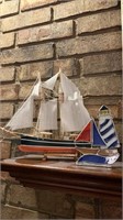 Wood sailboat, candle light sailboat and