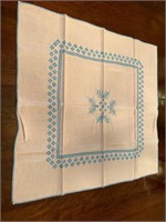 Vintage Blue Embroidered Square Tablecloth Napkins