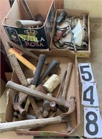 3 Boxes of hammers & Tools