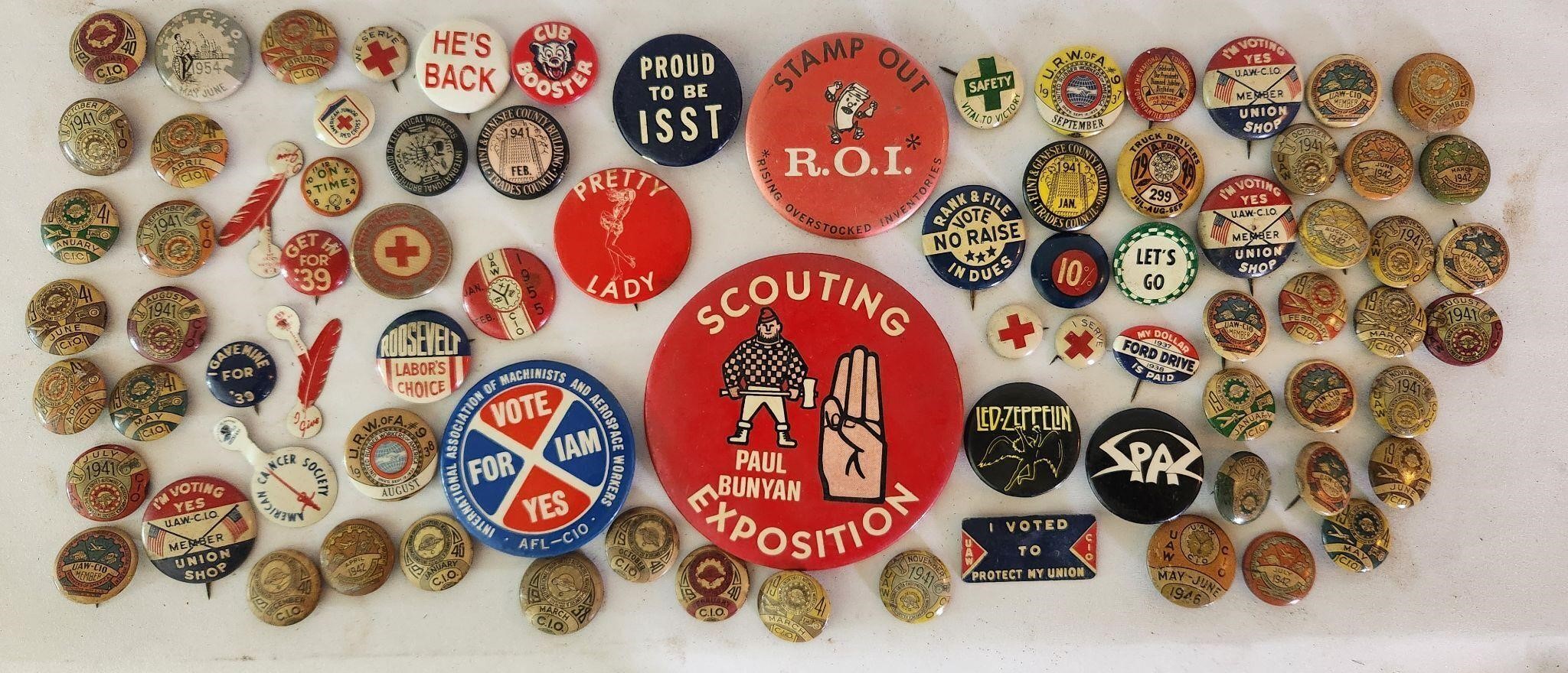 Pinback Button Lot Union, Boy Scouts, Political