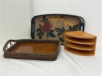 2 Serving Trays With Small Shelf