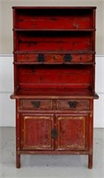 Chinese red lacquered kitchen dresser