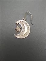 Single Silver Moon and Star Earring