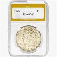 1935 Silver Peace Dollar PGA MS63