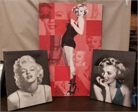 3 Pc Marilyn Monroe Prints On Canvas