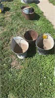 2 GALVANIZED COAL BUCKETS, 1 METAL RUSTED PAIL