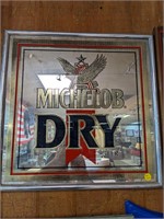 Michelob Dry Beer Mirrored Bar Sign 18 x 18