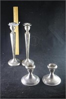 2 Pair of Weighted Sterling Silver Candleholders