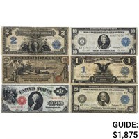 LOT OF (6) MIXED LARGE SIZE NOTES 1896-1917