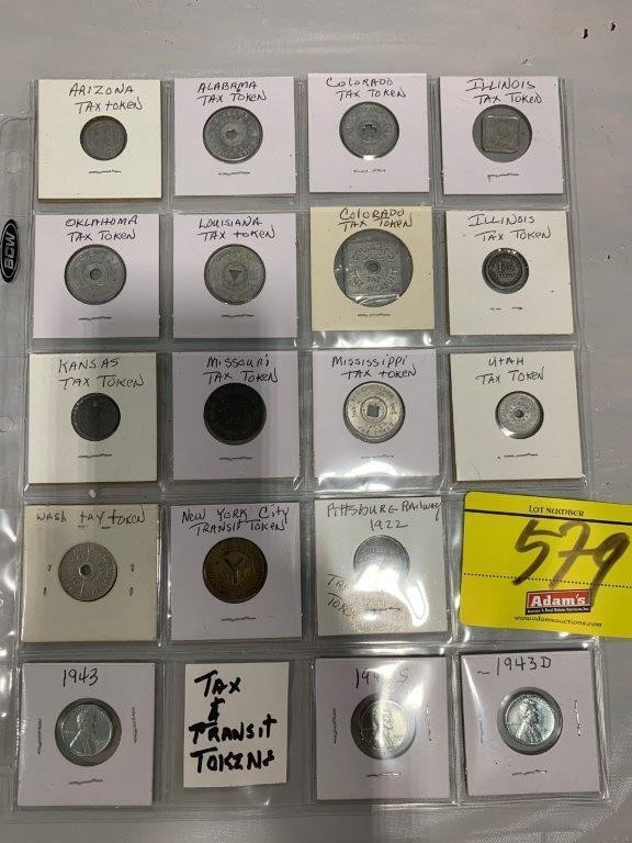 SHEET OF TAX & TRANSIT TOKENS OF ALL KINDS