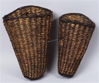 Pair of Wicker Hanging Wall Pockets