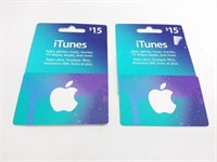 2 cartes iTunes de 15$ chaque