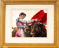 Bull Fighter and Bull Oil on Canvas