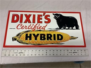 Dixies hybrid seed sign, embossed, heavy metal
