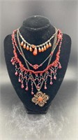 4 Vintage necklaces beaded