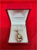 Gold Plated Marquis Pendant Sterling Silver Chain