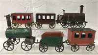 French Hand-Painted Tin Floor Train Set