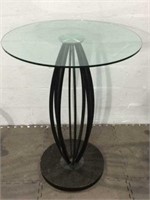 Tall Glass and Wrought Iron Table K
