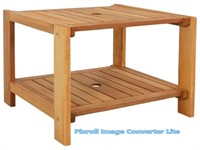 20in Sunnydaze Meranti Wood Outdoor Side Table wit
