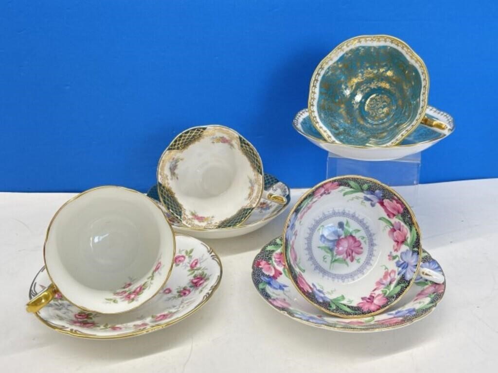 4 Teacups & Saucers - Royal Albert, Paragon,