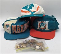 (VW) Miami Florida Dolphins hats and pins