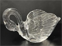 Large Glass Swan Bowl VTG