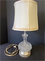 Intricate design, cut glass table lamp