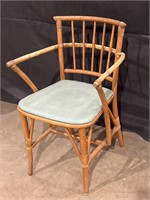 Bamboo arm chair, upholstered seat