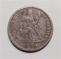 OF) 1890-S Seated Dime - Full LIBERTY