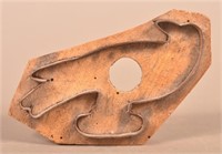 Unusual Wood-Backed Tin Silhouette Cookie Cutter.
