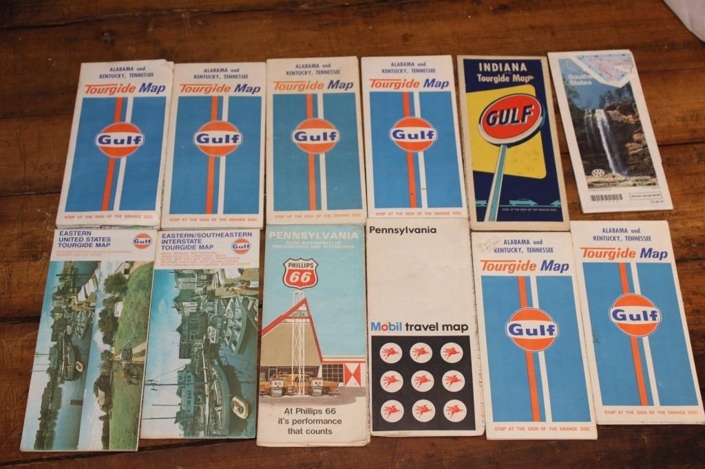 Vintage Gulf Tour guide folding maps