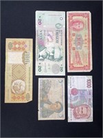 LOT OF (5) ASSORTED FOREIGN CURRENCY