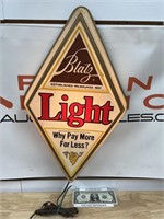 Vintage Blatz Light beer lighted advertising sign