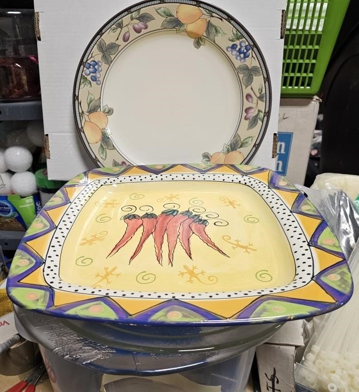 Group of glass and ceramic platters
