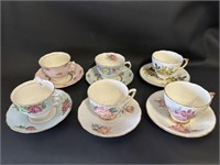 4 Colclough and 2 Delphine cups and saucers