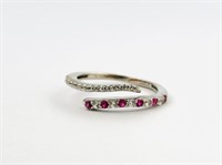 925 Sterling Silver Pink & White Topaz Ring