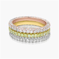 14K WHITE/YELLOW/ROSE GOLD 4.50CT STACK DIAMOND RI