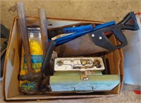 box of tools, rope and miscellaneous