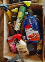 box of car care and miscellaneous