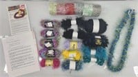 Eyelash yarn lay making kit, completed Lei, yarn