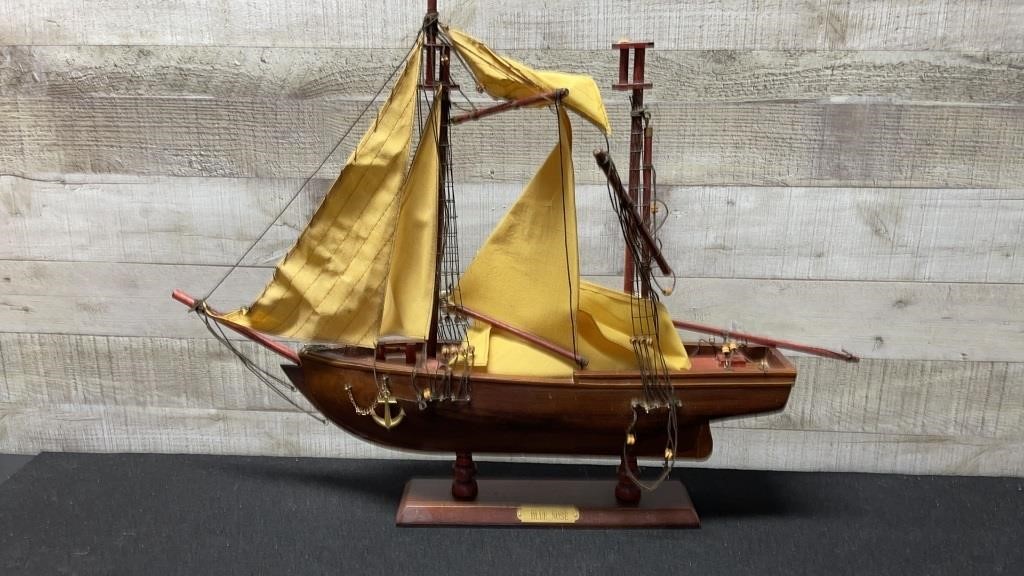 Bluenose Ship Model Sails Need Repair 23" Long X 2