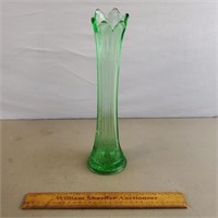 Green Glass Stretch Vase 14 & 3/4" H