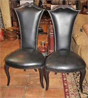 Leather Upholstered Parlor Chairs with