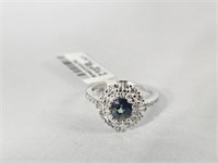 Platinum Natural Sapphire & Diamond Ring - Tested