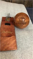 3 Darts In Leather Pouch & Hoopfest 10 Wood Ball