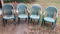 4 plastic Green chairs