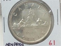 1955 Arnprior D B (ms63) Canadian Silver Dollar