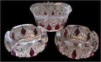 Cranberry & Clear Glass Ashtrays & Bowl