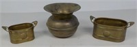 Brass bowl and items.