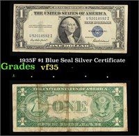 1935F $1 Blue Seal Silver Certificate Grades vf++